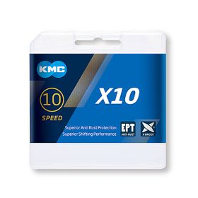 CHAÎNE KMC X10 1/2x11/128 116 MAILLONS 10V GRIS 