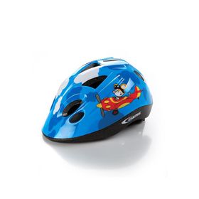 CASQUE VELO ENFANT GES CHEEKY DECO AVION BLEU TAILLE 47-53 SYSTEME TURNLOCK